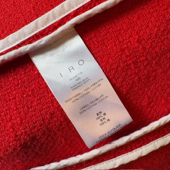 IRO AGNETTE RED DISTRESSED TWEED JACKET, LIKE NEW, SIZE: 34 / XS - Picture 5 of 8